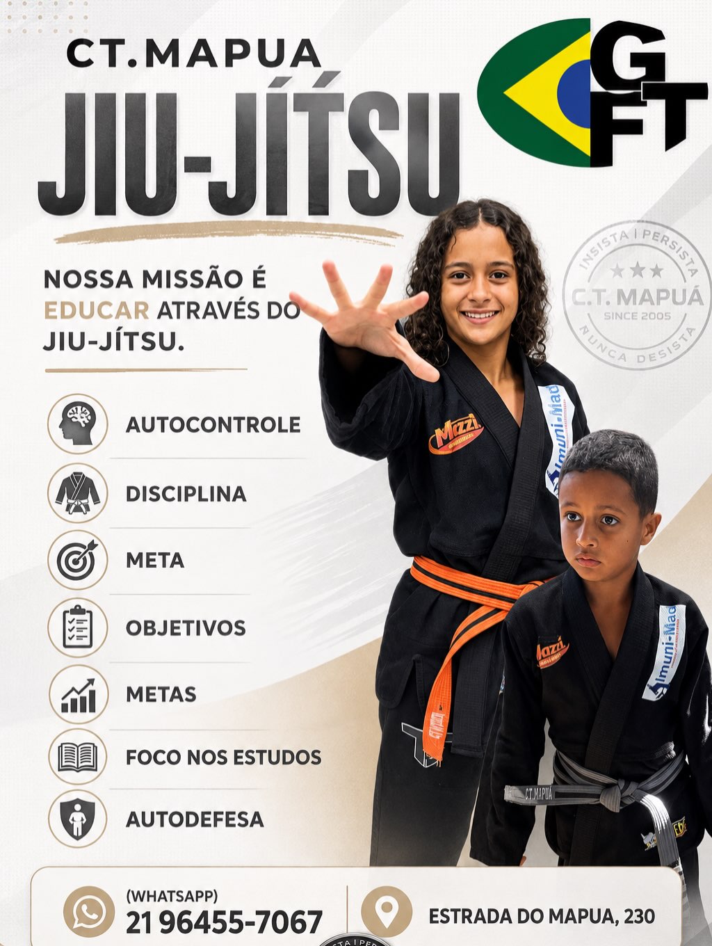 Material da C.T. Mapuá com valores ensinados no Jiu-Jítsu